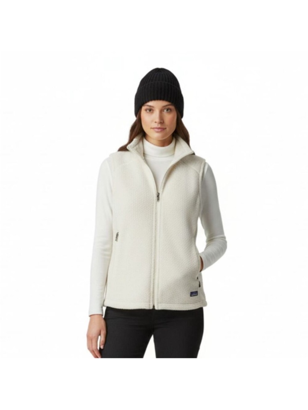 Patagonia Cream and Light Gray Synchilla Fleece Vest